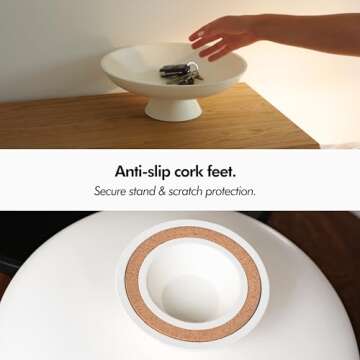 KIVY Concrete Fruit Bowl for Kitchen Counter - Large Decorative Bowl for Home Decor - Modern Key Bowl for Entryway Table - Pedestal Bowl - Decorative Bowls for Home Decor - White Fruit Bowl Decor