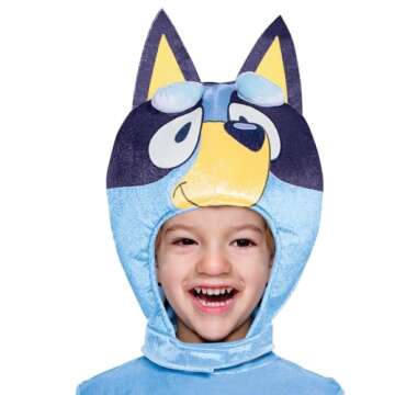 Disguise Bluey Costume for Kids, Official Bluey Character Outfit with Jumpsuit and Mask, Classic Toddler Size Large (4-6)