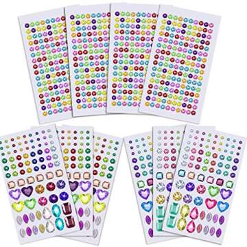 Anezus 1126Pcs Self-Adhesive Rhinestone Stickers for Craft Projects