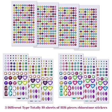 Anezus Rhinestone Stickers - 1126Pcs Self-Adhesive Gems