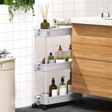 SPACEKEEPER Slim Rolling Storage Cart for Narrow Spaces