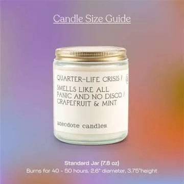 Anecdote Candles ‘Quarter-Life Crisis’ Coconut Soy Wax Candle Jar | Premium Hand Poured & Long Burning | Grapefruit & Mint Scent | Phthalate-Free | for Home, Office, Gift - 7.8 Oz