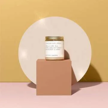 Anecdote Candles ‘Quarter-Life Crisis’ Coconut Soy Wax Candle Jar | Premium Hand Poured & Long Burning | Grapefruit & Mint Scent | Phthalate-Free | for Home, Office, Gift - 7.8 Oz