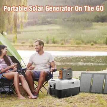 Portable Solar Generator, 300W Portable Power Station with Foldable 60W Solar Panel, 110V Pure Sine ...