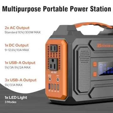 Portable Solar Generator, 300W Portable Power Station with Foldable 60W Solar Panel, 110V Pure Sine Wave 280Wh Lithium Battery Pack with USB DC AC Outlet for Home Use RV Van Outdoor Camping-Orange