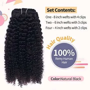 Vanalia 3C 4A Afro Kinky Curly Clip in Hair Extensions, Kinky Curly Clip Ins for African American Black Women, 100% Remy Human Hair Clip Ins Double Wefted,120 Gram,16Inch