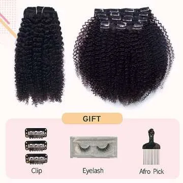 Vanalia 3C 4A Afro Kinky Curly Clip in Hair Extensions, Kinky Curly Clip Ins for African American Black Women, 100% Remy Human Hair Clip Ins Double Wefted,120 Gram,16Inch