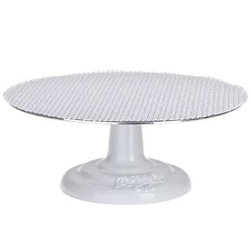 Ateco Revolving Cake Decorating Stand, Aluminum Turntable and Cast Iron Base with Non-Slip Pad, 12-I...