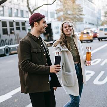 Yoption Crystal Water Bottle, Rose Quartz Healing Glass Water Bottle, Includes a Loose Leaf Tea Infuser Bottle and Protective Sleeve