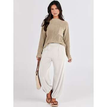 Caracilia Women's 2 Piece Outfits Sweater Sets Knit Pullover Loungewear Tops & Casual Pants Matching...