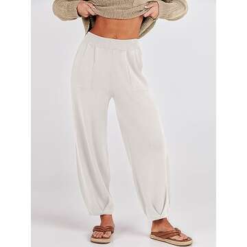 Caracilia Women's 2 Piece Outfits Sweater Sets Knit Pullover Loungewear Tops & Casual Pants Matching Tracksuit Sweatsuit 2023 Fashion Trendy Fall Travel Vacation ClothesC108A2qiankaqi-M, Khaki White