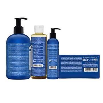 Dr. Bronner's - 4 Piece Peppermint Gift Set - (1) 12 Ounce Sugar Soap, (1) 8 Ounce Pure-Castile Liquid Soap, (1) 8 Ounce Lotion, and (1) 5 Ounce Bar Soap