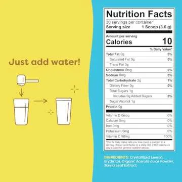 FlavCity Superfood Lemonade Powdered Drink, 30 Servings – Sugar-Free Lemonade Powder Drink Mix - Keto, Vegan, Gluten-Free & Non-GMO