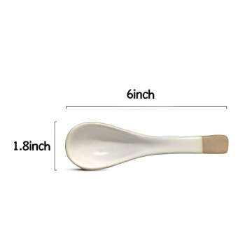 Elegant 123Arts 4pcs Ceramic Japanese Retro Soup Spoons Set