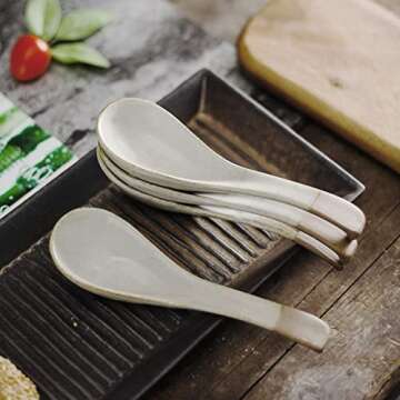 123Arts Japanese Retro Ceramic Soup Spoons Set of 4