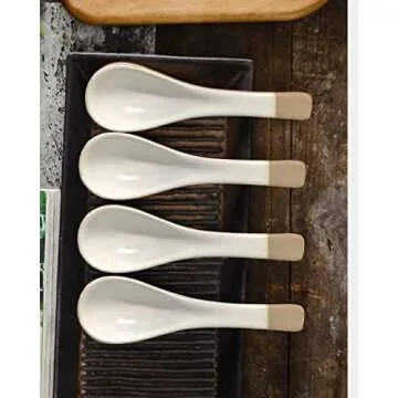 123Arts Japanese Retro Ceramic Soup Spoons Set of 4