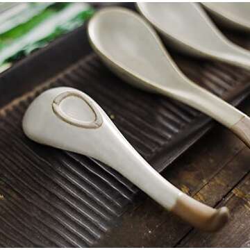123Arts Japanese Retro Ceramic Soup Spoons Set of 4