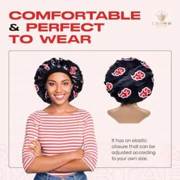 Red Black Cloud Large Satin Bonnet for Women – Stylish & Functional
