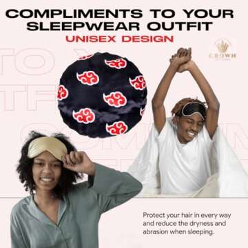 Red Black Cloud Large Satin Bonnet for Women – Stylish & Functional