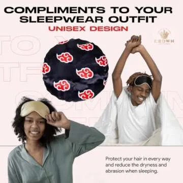 Red Black Cloud Large Satin Bonnet for Women – Stylish & Functional