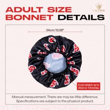 Red Black Cloud Large Satin Bonnet for Women – Stylish & Functional