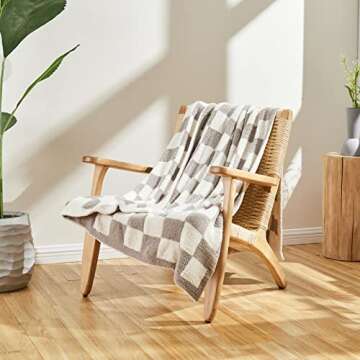 CozeCube Checkered Blanket,Ultra Soft Cozy Grey Checkered Throw Blanket, Warm Fluffy Checkerboard Th...