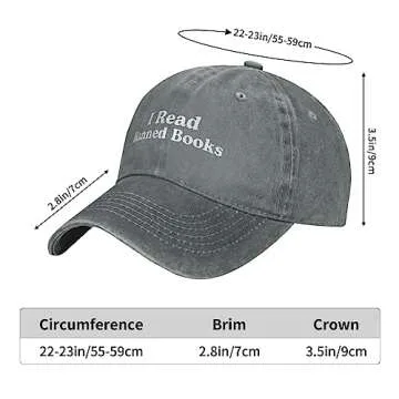 I Read Banned Books Hat for Women Baseball Hat Fashionable Cap Gray