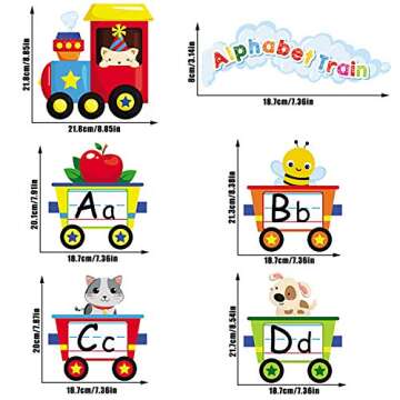 Alphabet Train Bulletin Board Set Animals Alphabet Line Cards for Classroom Wall Letters Banner Decor Early Learning Bedroom Nursery Playroom Decorations Children Kids Teens