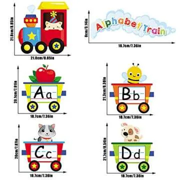 Alphabet Train Bulletin Board Set Animals Alphabet Line Cards for Classroom Wall Letters Banner Decor Early Learning Bedroom Nursery Playroom Decorations Children Kids Teens