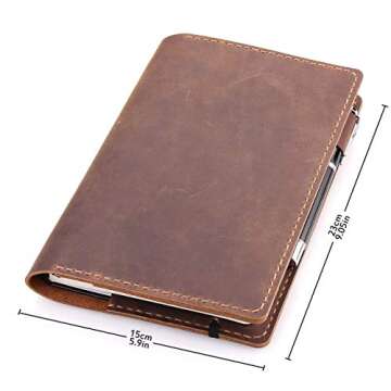 Robrasim Leather Journal Cover Fits for Moleskine Large Hard Cover Notebook, Handmade Vintage Leathe...