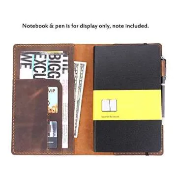 Robrasim Leather Journal Cover Fits for Moleskine Large Hard Cover Notebook, Handmade Vintage Leather Cover for 5"x8.25" Hardcover Notebooks - Brown