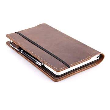 Robrasim Leather Journal Cover Fits for Moleskine Large Hard Cover Notebook, Handmade Vintage Leather Cover for 5"x8.25" Hardcover Notebooks - Brown