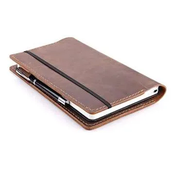 Robrasim Leather Journal Cover Fits for Moleskine Large Hard Cover Notebook, Handmade Vintage Leather Cover for 5"x8.25" Hardcover Notebooks - Brown