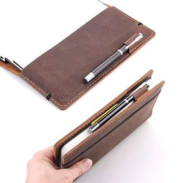 Robrasim Leather Journal Cover Fits for Moleskine Large Hard Cover Notebook, Handmade Vintage Leather Cover for 5"x8.25" Hardcover Notebooks - Brown