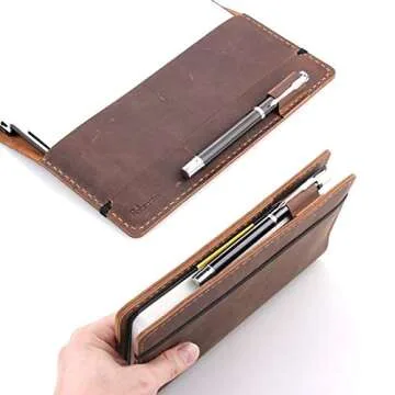 Robrasim Leather Journal Cover Fits for Moleskine Large Hard Cover Notebook, Handmade Vintage Leather Cover for 5"x8.25" Hardcover Notebooks - Brown