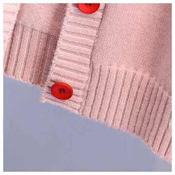 FindThy Women's Cute Cardigan Sweater Kawaii Love Heart Print Y2K Button Knitted Outerwear(0335-Pink-S-LB)