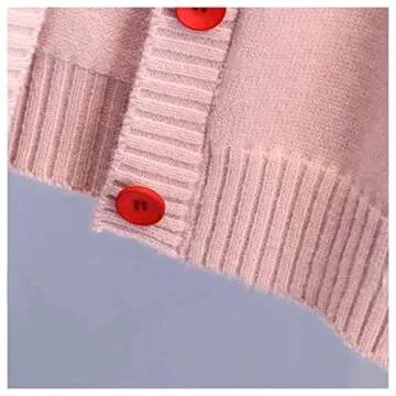 FindThy Women's Cute Cardigan Sweater Kawaii Love Heart Print Y2K Button Knitted Outerwear(0335-Pink-S-LB)