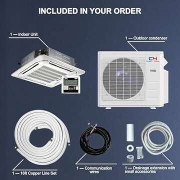 Cooper & Hunter 12,000 BTU Ceiling Cassette Ductless Mini Split AC/Heating System with Heat Pump Wall Thermostat and Installation Kit…