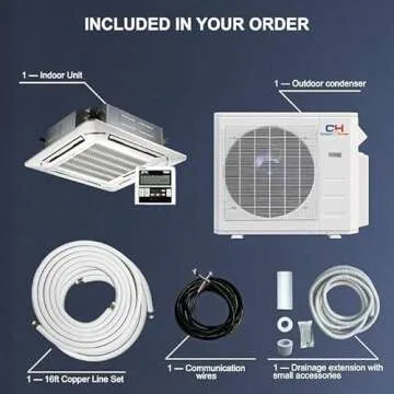 Cooper & Hunter 12,000 BTU Ceiling Cassette Ductless Mini Split AC/Heating System with Heat Pump Wall Thermostat and Installation Kit…