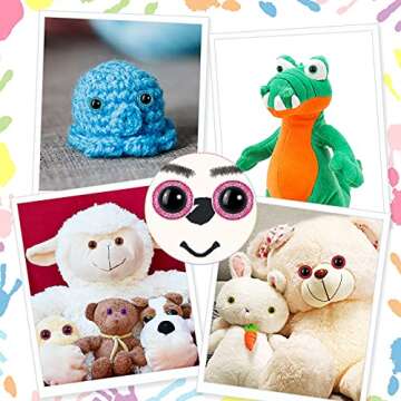 64 Pieces Glitter Plastic Safety Eyes 12 mm 16 mm 18 mm 20 mm Colorful Round Craft Doll Eyes with Washers Half Round Doll Bear Toy Eyes for Plush Animal and DIY Craft Making, 8 Colors