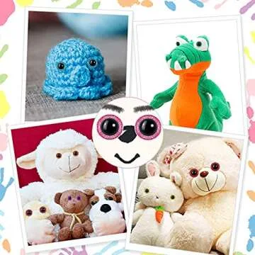64 Pieces Glitter Plastic Safety Eyes 12 mm 16 mm 18 mm 20 mm Colorful Round Craft Doll Eyes with Washers Half Round Doll Bear Toy Eyes for Plush Animal and DIY Craft Making, 8 Colors