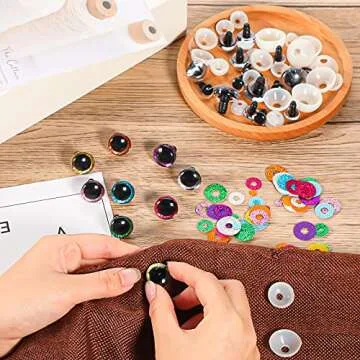 64 Pieces Glitter Plastic Safety Eyes 12 mm 16 mm 18 mm 20 mm Colorful Round Craft Doll Eyes with Washers Half Round Doll Bear Toy Eyes for Plush Animal and DIY Craft Making, 8 Colors