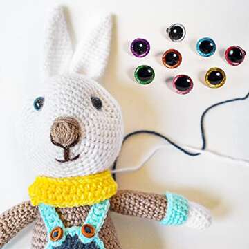 64 Pieces Glitter Plastic Safety Eyes 12 mm 16 mm 18 mm 20 mm Colorful Round Craft Doll Eyes with Washers Half Round Doll Bear Toy Eyes for Plush Animal and DIY Craft Making, 8 Colors