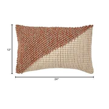 Amazon Brand – Rivet Modern Textured Throw Pillow - 12 x 24 Inch, Blush / Ivory