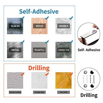 OBODING Black Self Adhesive Paper Towel Holder 12 Inch