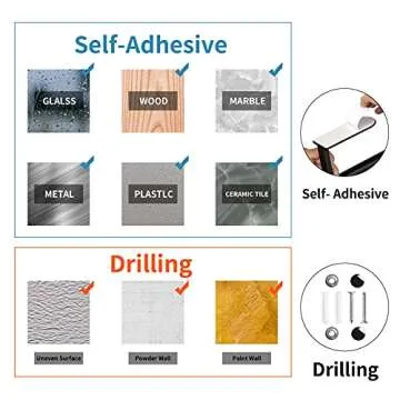 OBODING Black Self Adhesive Paper Towel Holder 12 Inch