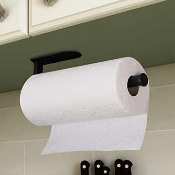 OBODING Black Self Adhesive Paper Towel Holder 12 Inch