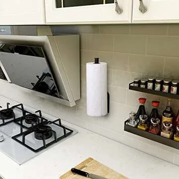 OBODING Black Self Adhesive Paper Towel Holder 12 Inch