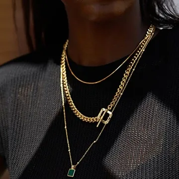 FRUMOS Elegant Layered Necklace in 18K Gold for Women