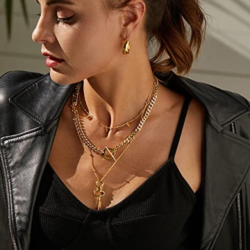 FRUMOS Elegant Layered Necklace in 18K Gold for Women